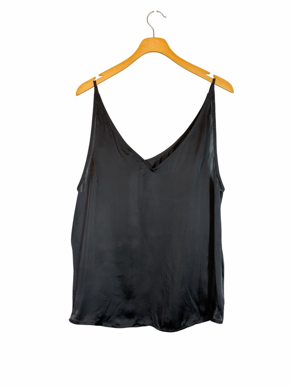 Johnny Was Black Satin V-Neck Camisole Size XL Minimalist Please see condition - Picture 2 of 14